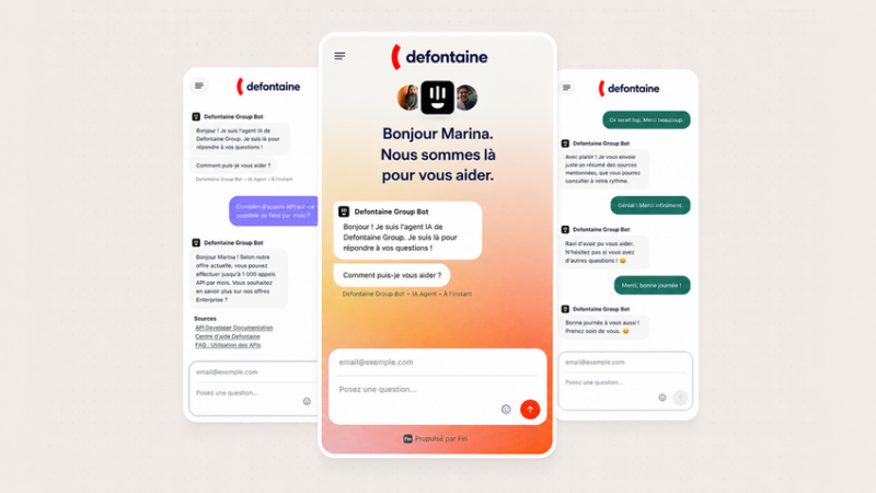 chatbotia-defontaine (1) Composition de trois écrans de chatBOT IA Defontaine